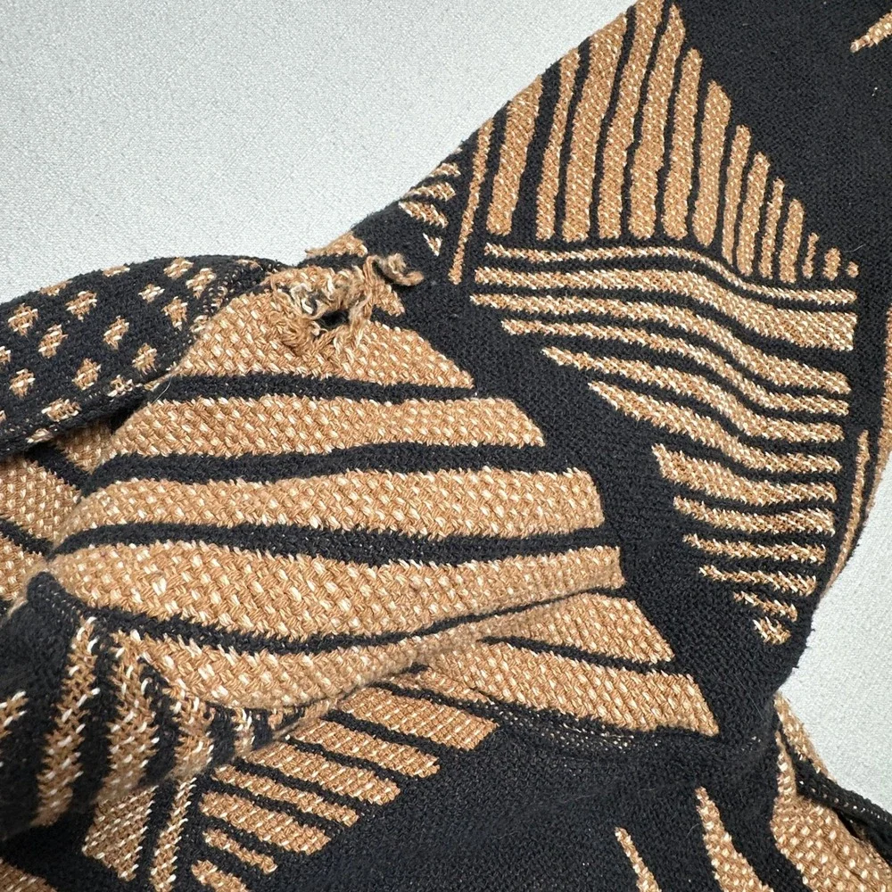 Vintage Painted Pony Southwestern Tapestry Knit Sweater Jacket Brown Black L
